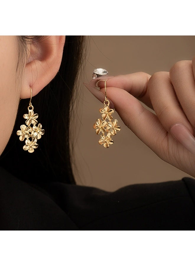 Goolsky Minimalist Metal Tassel Flower Earrings – Retro Chic Statement Dangle Earrings for Women - Image 1