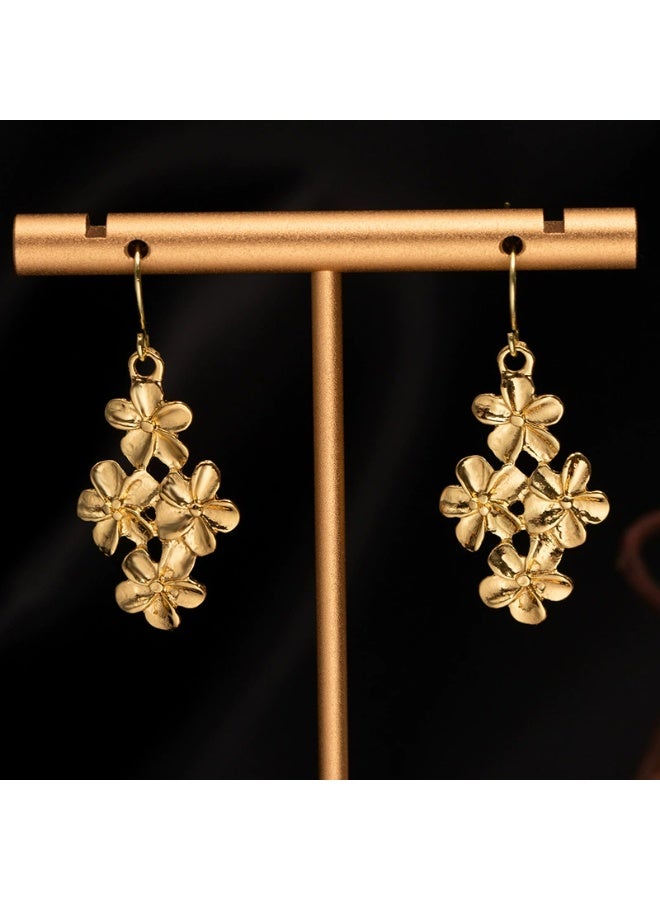 Goolsky Minimalist Metal Tassel Flower Earrings – Retro Chic Statement Dangle Earrings for Women - Image 2