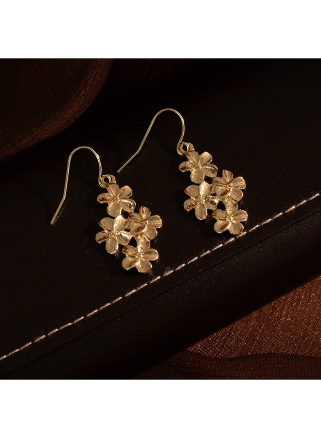 Goolsky Minimalist Metal Tassel Flower Earrings – Retro Chic Statement Dangle Earrings for Women - Image 3