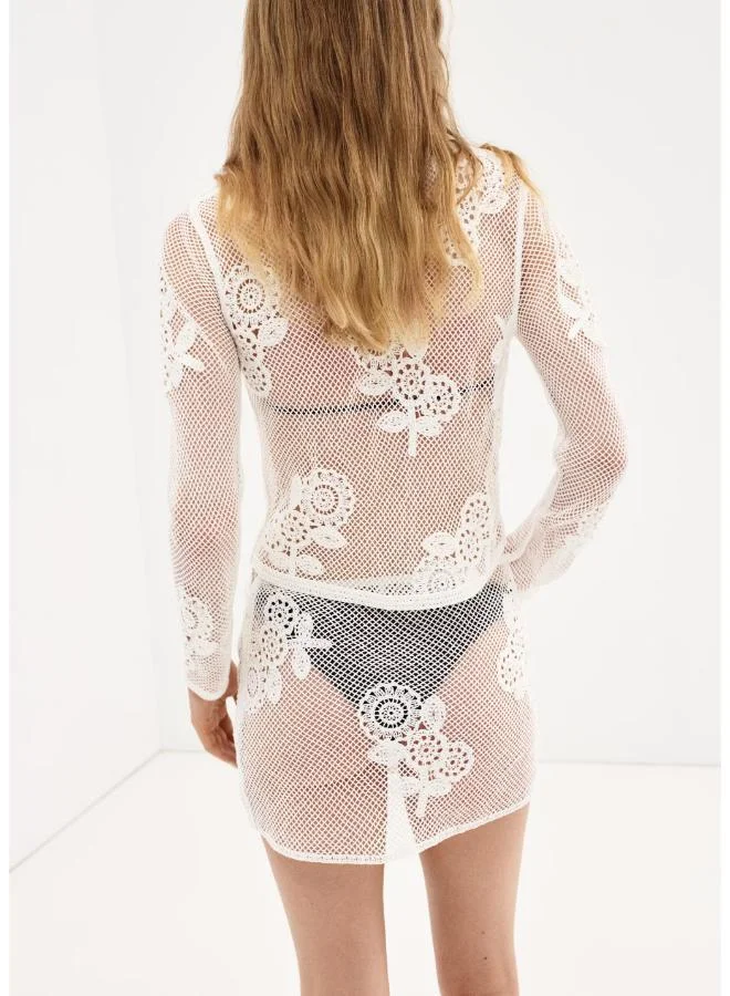 مانجو Floral Crochet Cardigan
