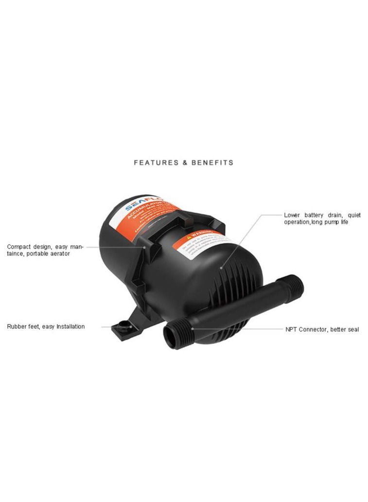 SEAFLO Coffee Water Accumulator Tank 0.75l 10psi 0.7 Boat Pump Pressure - Image 3