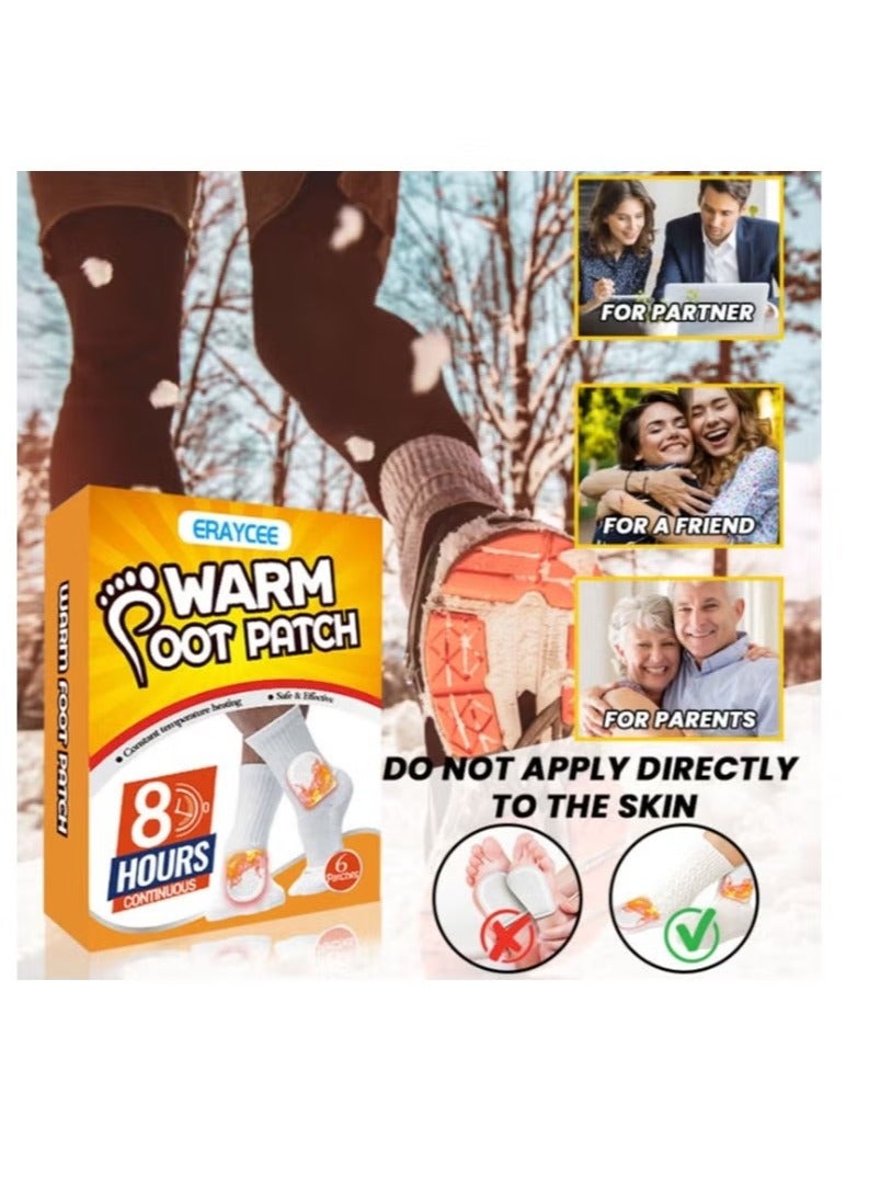 ERAYCEE Foot Warm Patch 6 PCS Safe And Adhesive Heat Patch Feet Warmers For On-The-Go Warmth For Outdoor Activities Skiing Hiking Heating Patch Winter Body Warmer - Image 5