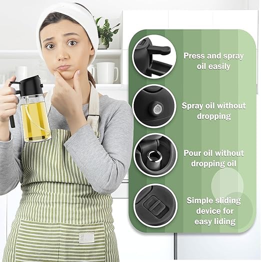 500ml 2 in 1 Oil Sprayer and Dispenser Bottle Premium Nozzle Multi Color 2 IN 1 OIL DISPENSER AND SPRAYER - Image 5