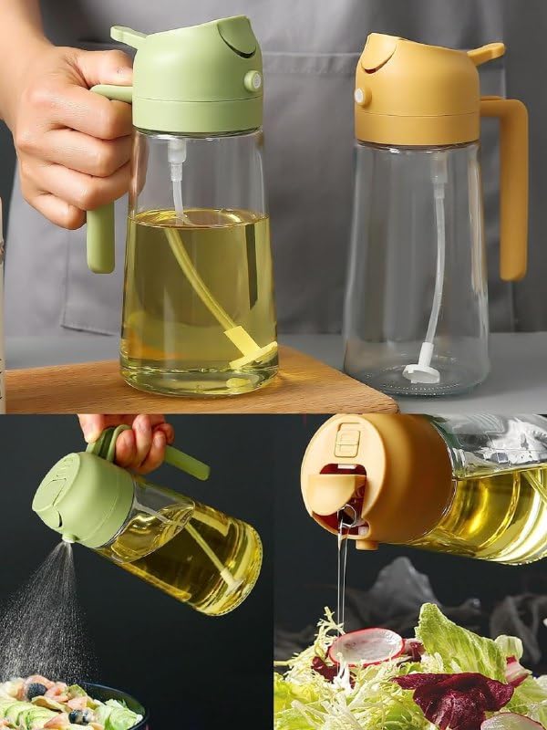 500ml 2 in 1 Oil Sprayer and Dispenser Bottle Premium Nozzle Multi Color 2 IN 1 OIL DISPENSER AND SPRAYER - Image 2