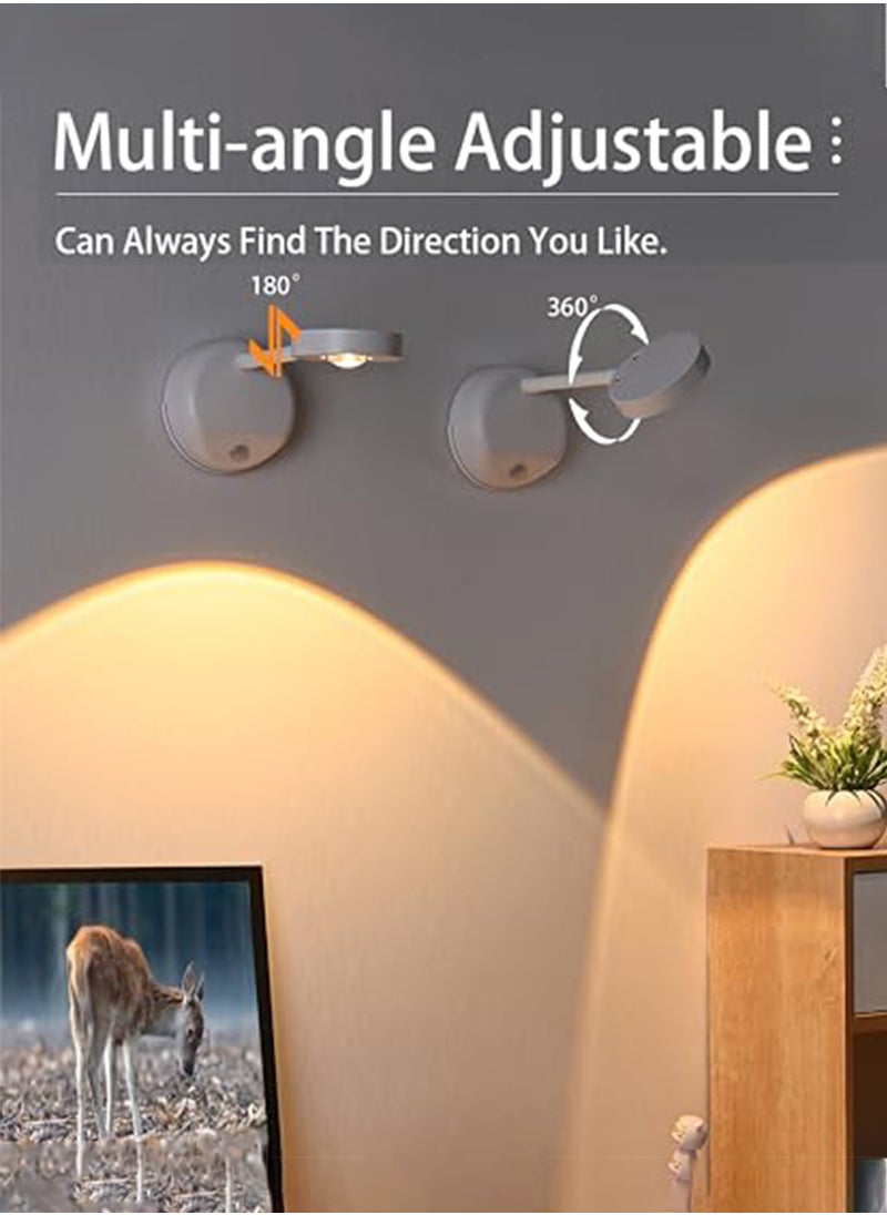 Arabest Smart Wall Light with Rechargeable Battery - LED Wall Light with Motion Sensor & 3 Color Temperatures (3000K/4000K/6000K) - 360° Rotating Wireless Wall Lamp for Art, Closet, Bedroom, Staircase and Hallway  - Image 5
