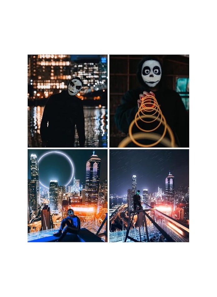 Elevate your cosplay game with the Bluetooth Programmable LED Face Mask, a dazzling light-up accessory boasting an automatic induction switch for a show-stopping effect.