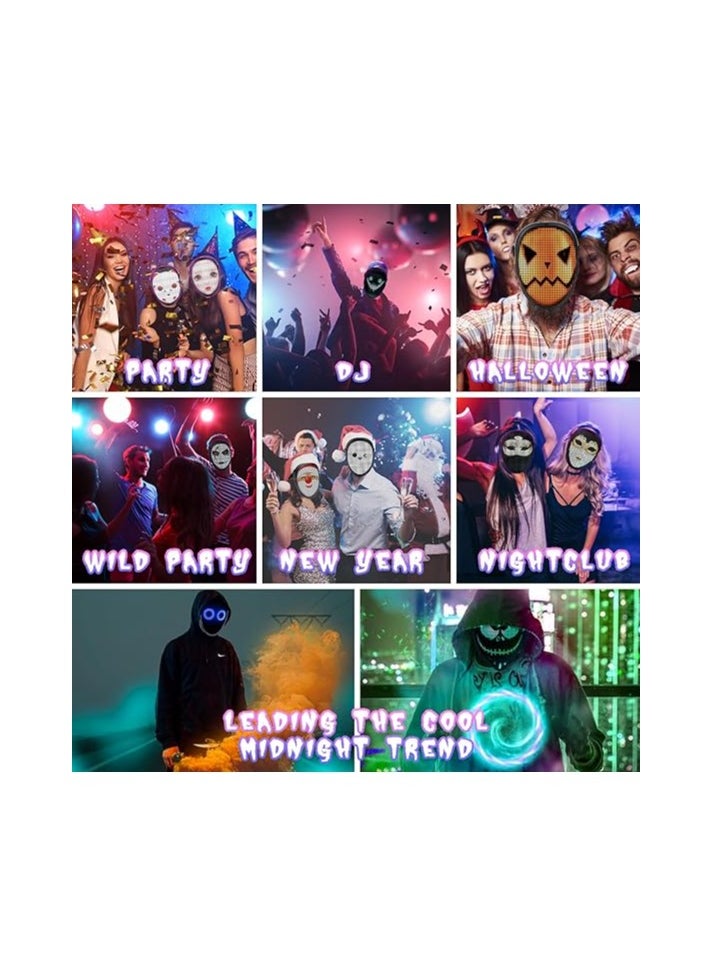 Elevate your cosplay game with the Bluetooth Programmable LED Face Mask, a dazzling light-up accessory boasting an automatic induction switch for a show-stopping effect.
