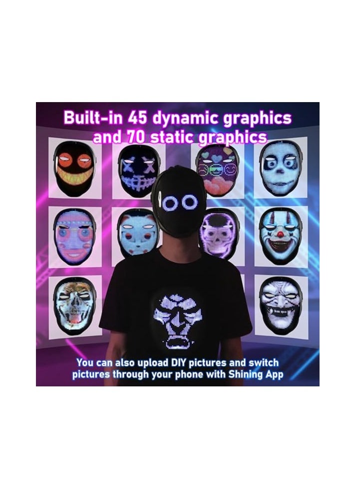 Generic Elevate your cosplay game with the Bluetooth Programmable LED Face Mask, a dazzling light-up accessory boasting an automatic induction switch for a show-stopping effect.  - Image 5