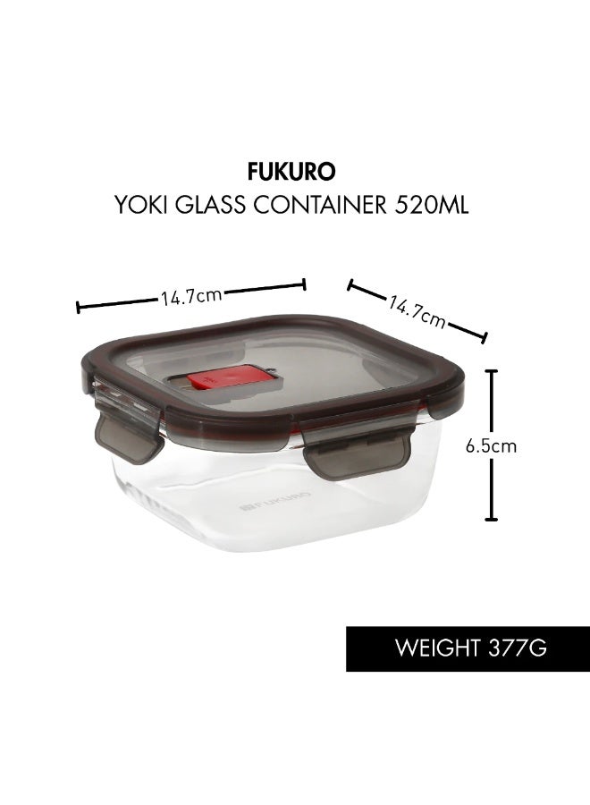 Fukuro Yoki Borosilicate Square Airtight Glass Container ( 520ml) - Image 1