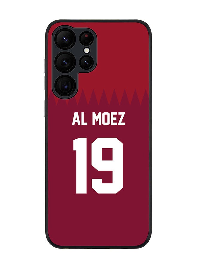 Stylizedd Rugged Black edge case for Samsung Galaxy S22 Ultra 5G Slim fit Soft Case Flexible Rubber Edges Anti Drop TPU Gel Thin Cover - Football Team - Qatar Player Name - Al Moez - Image 1