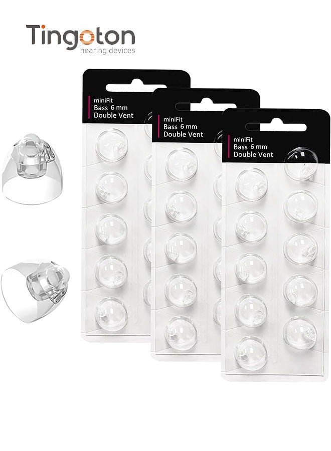 Tingoton Tingoton Hearing Aid Domes for Oticon MiniFit Double Vent Bass Domes: 3 Packs (6mm),Universal Domes for Oticon Hearing Aid Supplies  - Image 1