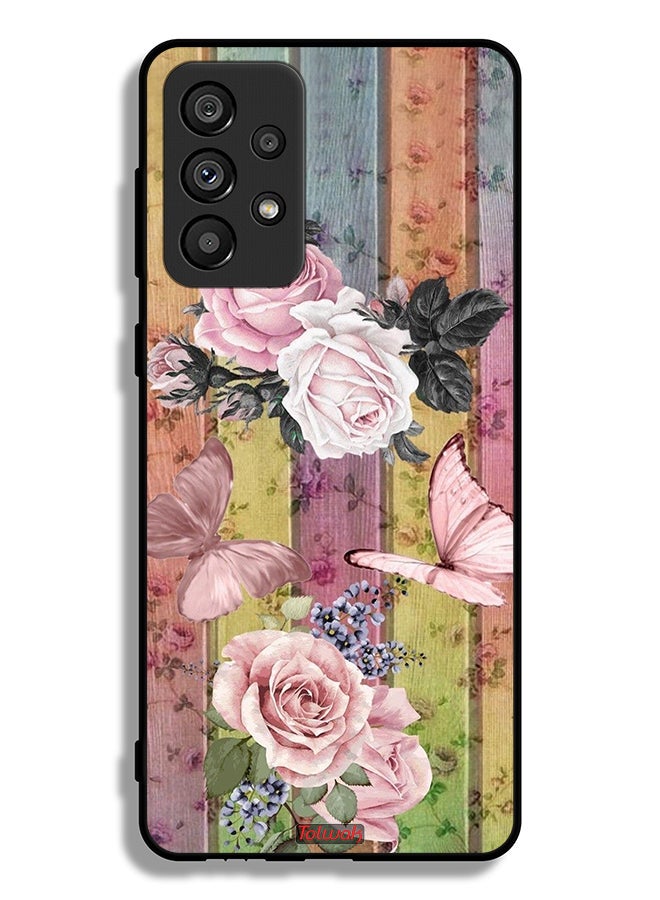 Tolwak Samsung Galaxy A73 5G Protective Case Cover Peach Butterflies And Roses - Image 1