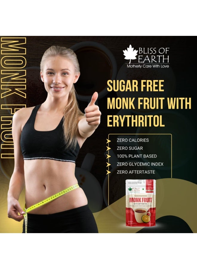 Bliss of Earth Monk Fruit Sweetener With Erythritol 100gm (Golden), 1:1 Zero Calorie Sugar Alternative, Keto Friendly, No Aftertaste, Zero Glycaemic Natural Sweetener - Image 3