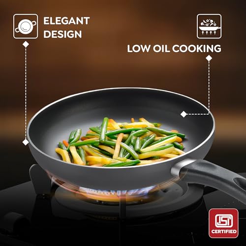 Judge by Prestige Ace Aluminium Non-Stick Cookware Set - Kadai 20 cm, Fry Pan 20 cm, Omni Tawa 25 cm - 1 Unit Each, Black - Image 5
