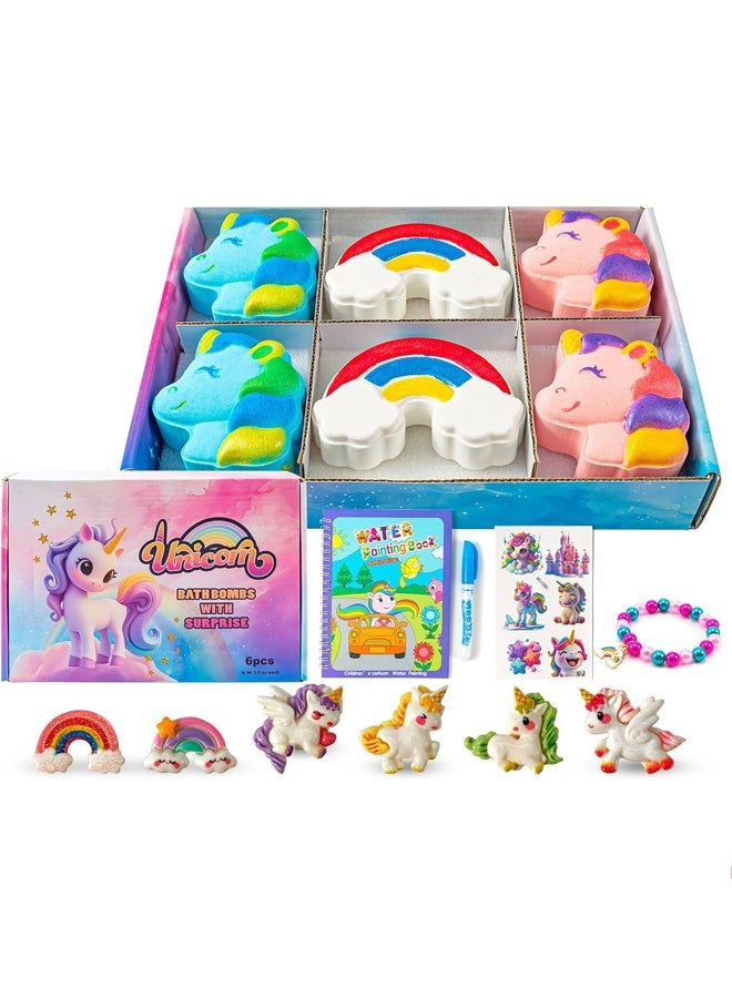 Beauenty Bath Bombs for Kids with Toys Inside，6PC Unicorn Bath Bombs with Surprise Gifts,Safe Natural&NON-TOXIC Bubble Bath Bomb, Birthday Christmas New Year Gifts for Kids Boys Girls - Image 1
