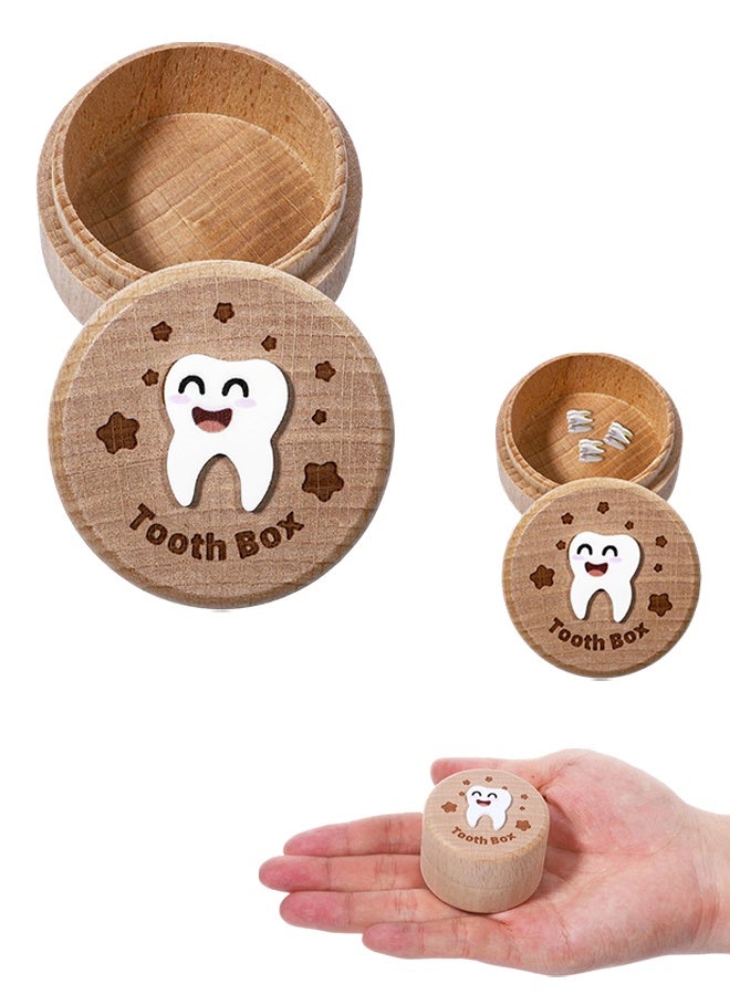 1 Pc 3D Carved Wooden Tooth Fairy Box, Cute Lost Tooth Keepsake Holder, Kids First Teeth Storage Box for Birthday, Baby Shower & Holiday Gifts - Image 1