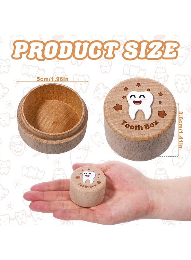 1 Pc 3D Carved Wooden Tooth Fairy Box, Cute Lost Tooth Keepsake Holder, Kids First Teeth Storage Box for Birthday, Baby Shower & Holiday Gifts - Image 2