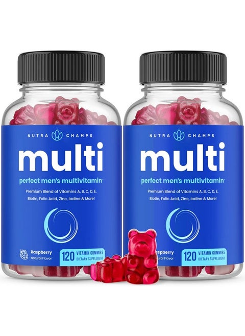 Men Multivitamin Gummies ; Vitamins A B C D E Biotin Folic Acid ; Daily Multivitamin For Men ; Chewable Men Gummy Multivitamins ; Bone Brain Heart Immune & Energy Supplement (2 Pack)