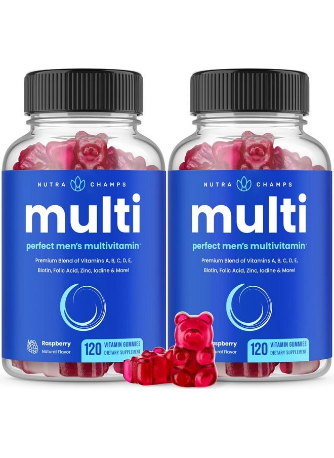 NutraChamps Men Multivitamin Gummies ; Vitamins A B C D E Biotin Folic Acid ; Daily Multivitamin For Men ; Chewable Men Gummy Multivitamins ; Bone Brain Heart Immune & Energy Supplement (2 Pack)  - Image 1