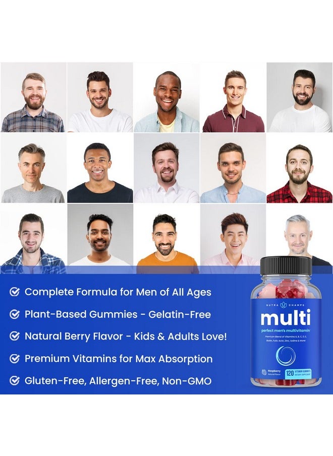 NutraChamps Men Multivitamin Gummies ; Vitamins A B C D E Biotin Folic Acid ; Daily Multivitamin For Men ; Chewable Men Gummy Multivitamins ; Bone Brain Heart Immune & Energy Supplement (2 Pack)  - Image 3