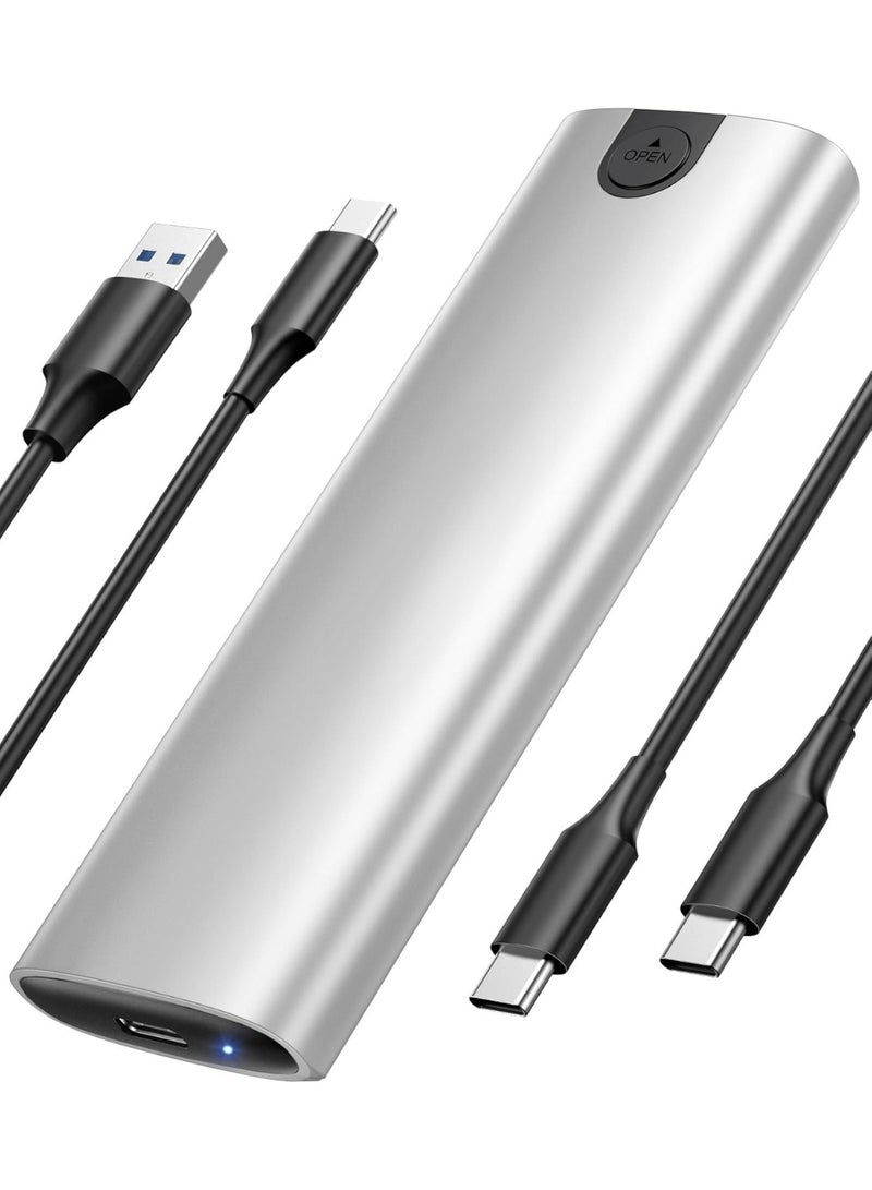 Tool-Free M.2 NVMe/SATA SSD Enclosure – 10Gbps USB 3.2 Gen 2, Supports 2230/2242/2260/2280, with USB-C and USB-A Cables - Image 1