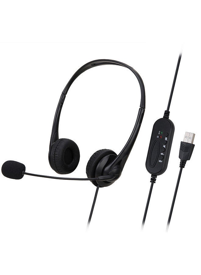 Generic - SY490MV Call Center Wired Headset Wired Control USB Port With Microphone Telephone Operator Headphone Noise Canceling for Computer Phones Desktop Boxes Black - Image 1