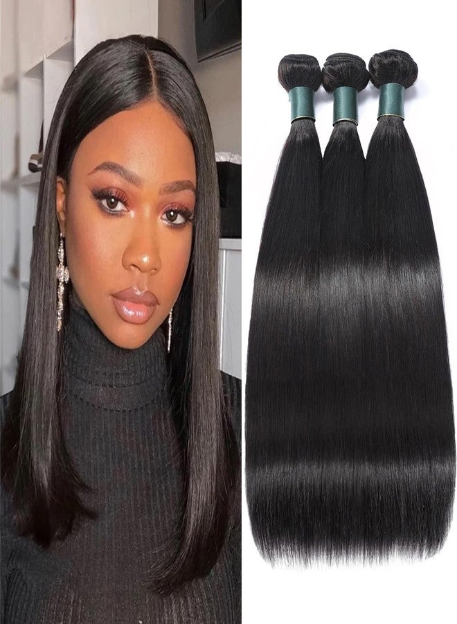 Great Grace Brazilian Straight Bundles Human Hair 12 14 16 Inch 12A 100% Unprocessed Virgin Human Hair Weave 3 Bundles Deals Natural Black Color (Natural Balck 3 Bundles, 12 14 16) - Image 1