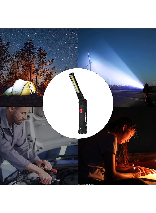 KASTWAVE Rechargeable Work Lights 2PCS LED Work Light with Magnetic Base and 360° Rotation Stand 5 Modes COB Bright Flashlights Inspection Light for Car Repair Home Garage Emergency BBQ Camping - Image 4