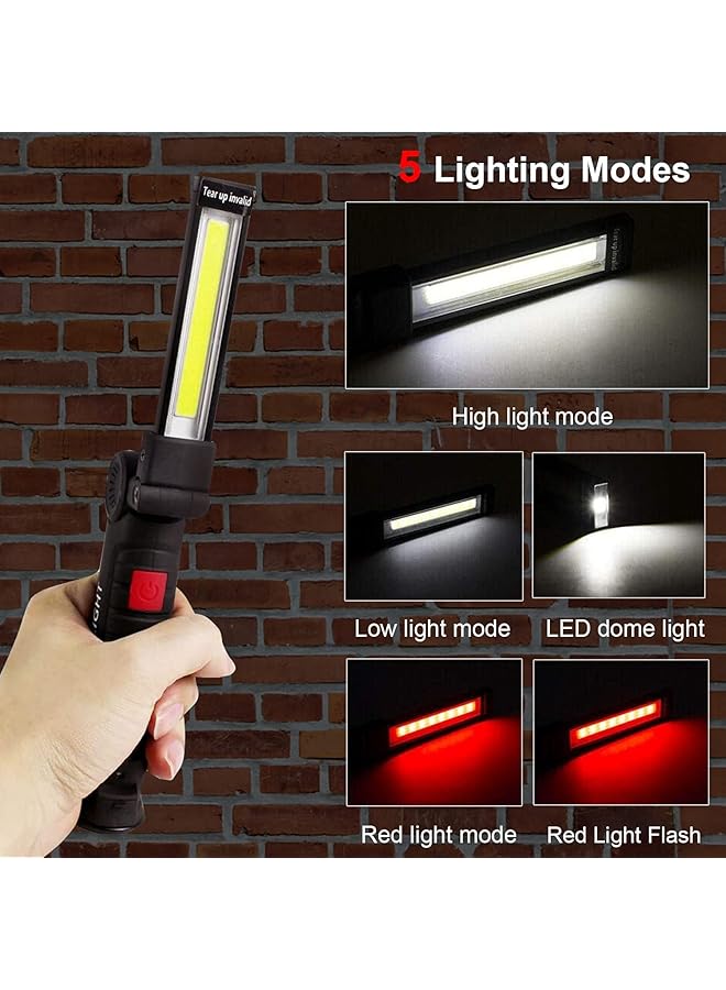 KASTWAVE Rechargeable Work Lights 2PCS LED Work Light with Magnetic Base and 360° Rotation Stand 5 Modes COB Bright Flashlights Inspection Light for Car Repair Home Garage Emergency BBQ Camping - Image 5