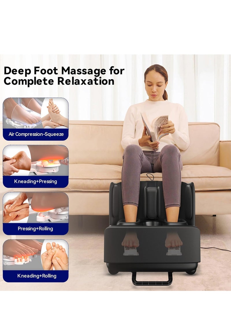 Sky Land - 2-in-1 Shiatsu Foot and Calf Massager with Heat, Compression & Vibration – Pain Relief for Feet, Legs & Ankles – Electric Massage Machine & Heated Footrest Ottoman – EM-2196 - Image 1