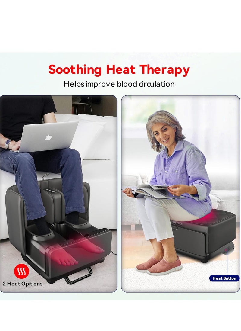 Sky Land - 2-in-1 Shiatsu Foot and Calf Massager with Heat, Compression & Vibration – Pain Relief for Feet, Legs & Ankles – Electric Massage Machine & Heated Footrest Ottoman – EM-2196 - Image 1