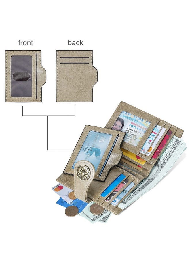 Travelambo - Small Womens Wallet With 2 Id Windows, Rfid Blocking Bifold Leather Card Holder Purse With Zipper Coin Pocket - Image 1