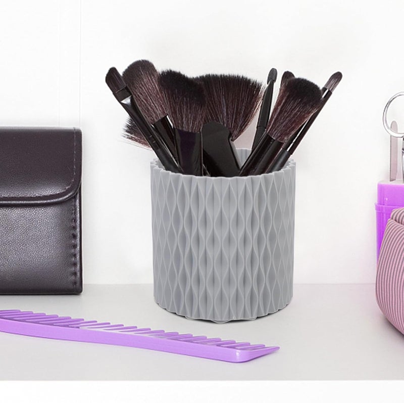 IMIKEYA Rotatable Makeup Brush Holder with 360° Rotation Large Capacity Cosmetic Storage Organizer Gray Portable Sundries Storage Box for Vanity Table - Image 5