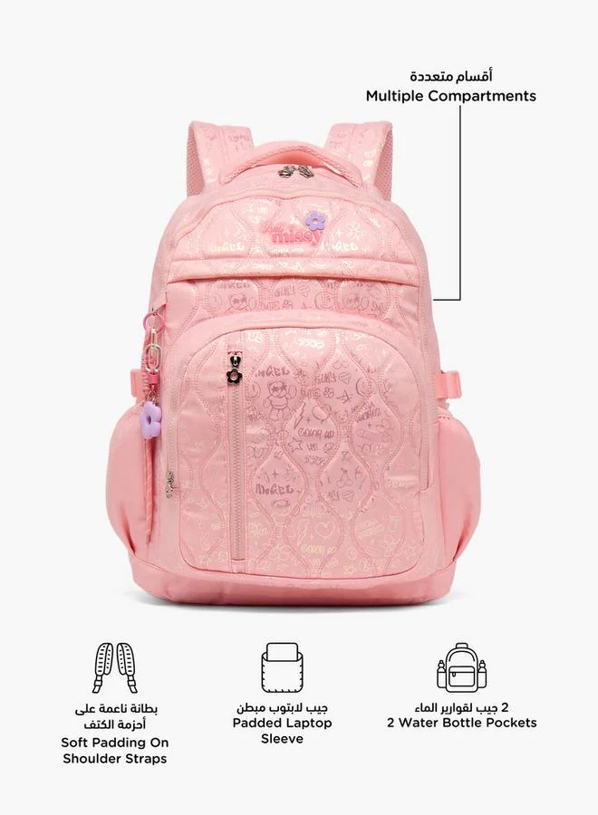 ليتل ميسي Printed School Backpack For Girls 13+ Years With Padded Laptop Sleeve