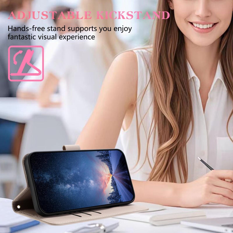 إيروريكس جراب هاتف جلدي معدني مع حزام يد لهاتف Realme 12+ 5G / 12 4G / P1 (مشمشي) - Image 5