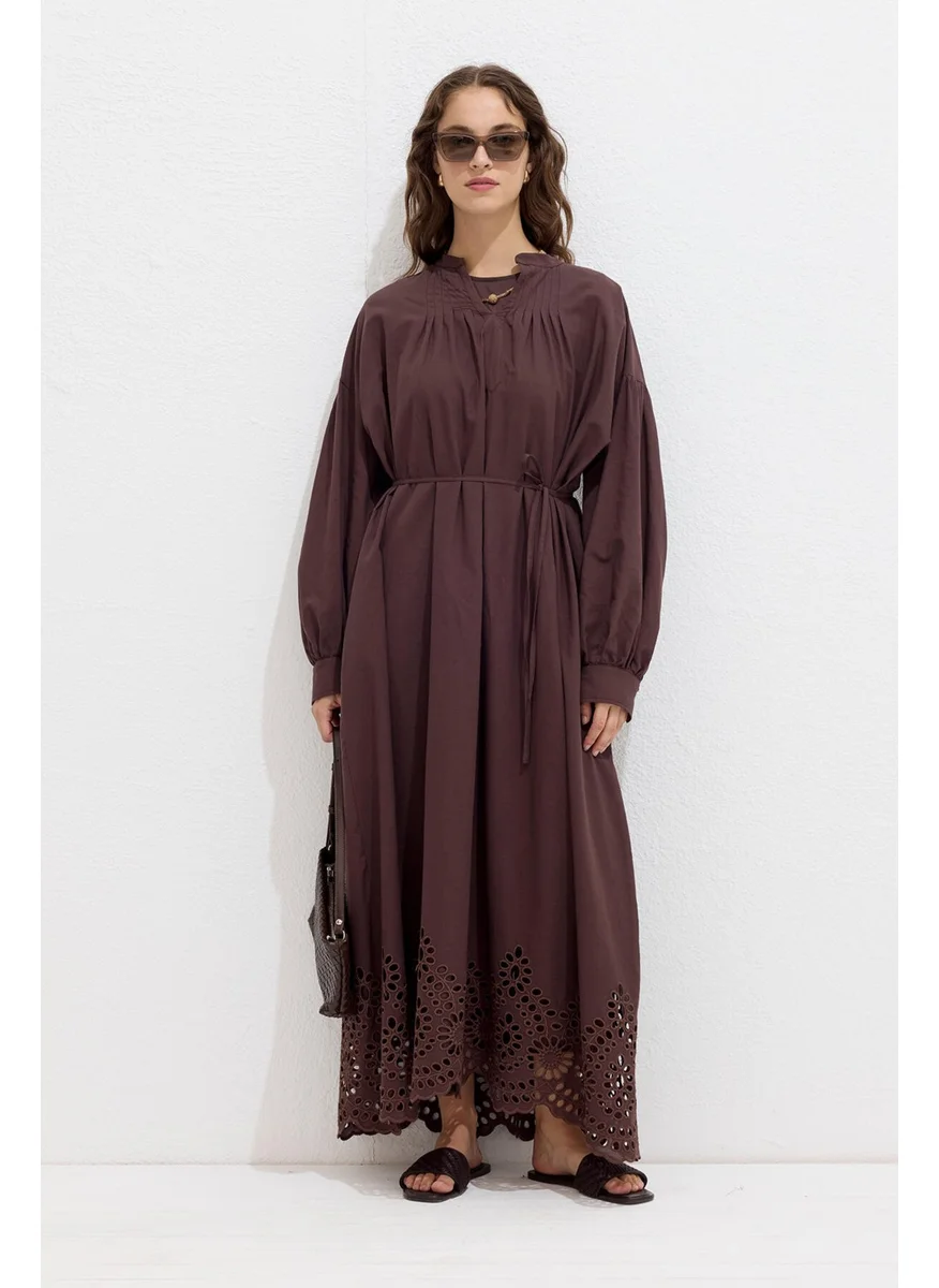 Manuka Brode Embroidered Dress Brown