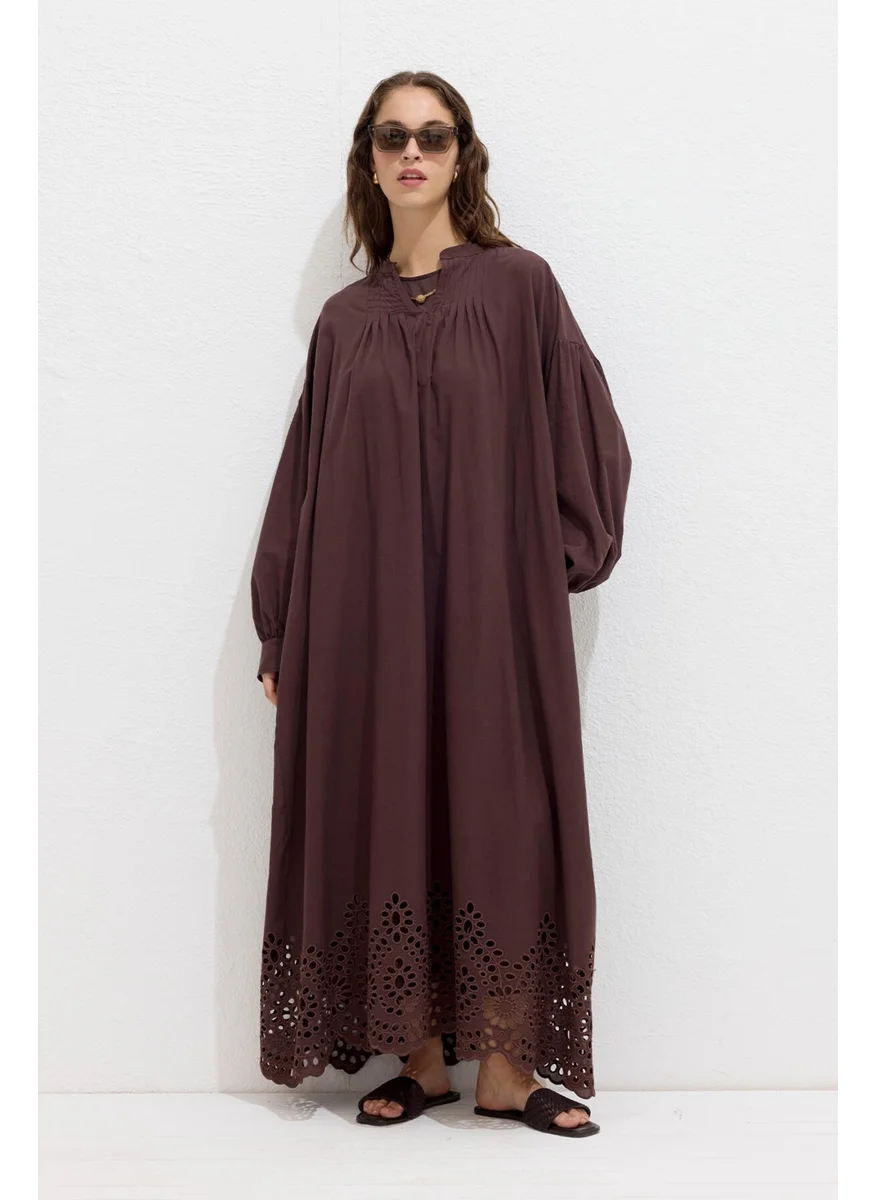 Manuka Brode Embroidered Dress Brown