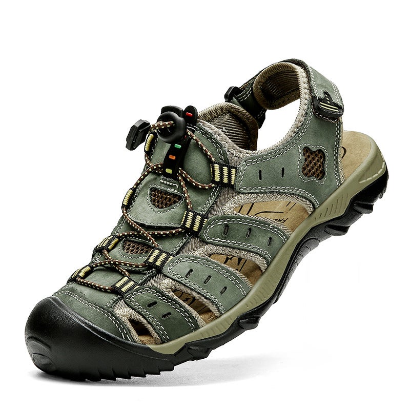 Ultra-Light Men'S Sandals Genuine Leather Closed Toe Beach Sandals Retro Summer Cowhide Sandals Men'S Outdoor Sandals - Image 2