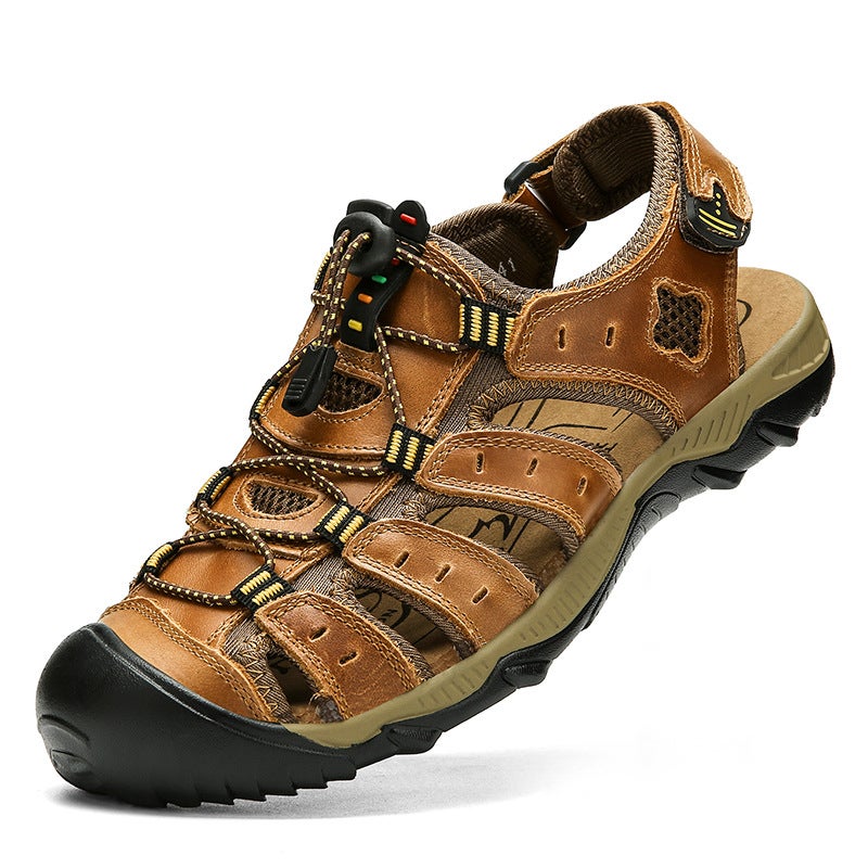 Ultra-Light Men'S Sandals Genuine Leather Closed Toe Beach Sandals Retro Summer Cowhide Sandals Men'S Outdoor Sandals - Image 3