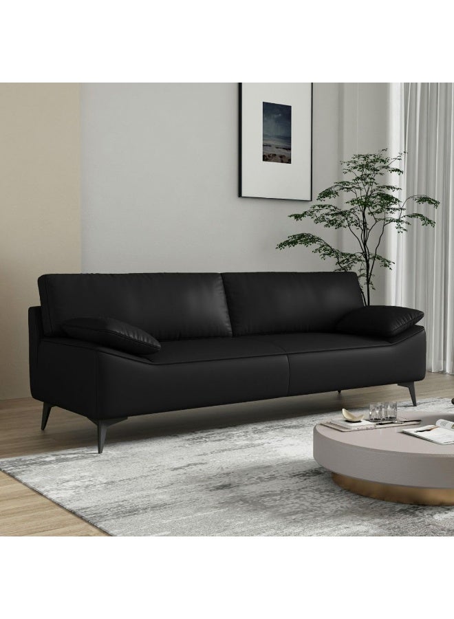 Ripple FURNITURE UAE Homes Contemporary Water-Resistant Solid Color Upholstered 3-Seater Floor Sofa, Black  - Image 1