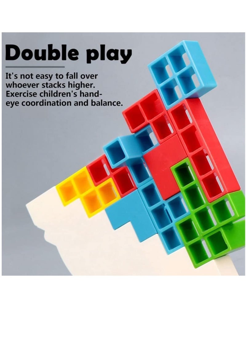 XICEN - 32pcs Stacking Blocks Tetris Balance Game Board Games for Kids & Adults Tetra Tower Balancing Stacking Toys Building Blocks Perfect for Family Games Parties Travel - Image 1