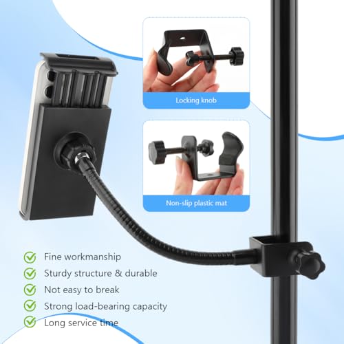 Ranjaner Flexible Phone Holder for Mic Stand, Adjustable Mic Stand Cell Phone Clip with 9" Long Flexible Gooseneck Arm for 4.72"-7.09" Mobile Phones and Tablets - Image 5