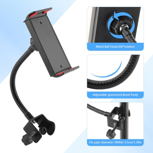 Ranjaner Flexible Phone Holder for Mic Stand, Adjustable Mic Stand Cell Phone Clip with 9" Long Flexible Gooseneck Arm for 4.72"-7.09" Mobile Phones and Tablets - Image 4