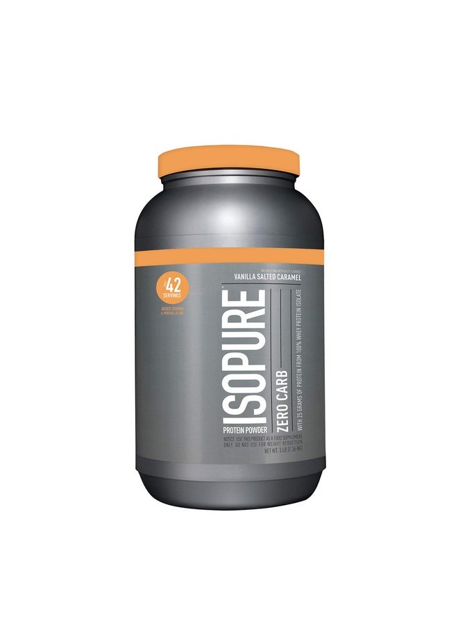 Isopure Isopure Zero Carb 100% Pure Whey Isolate Protein Powder, Lactose Free, Gluten Free, With Vitamins, Vanilla Salted Caramel, 25g Protein Per Serving, 3 Lbs, 42 Servings  - Image 1