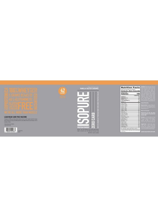 Isopure Isopure Zero Carb 100% Pure Whey Isolate Protein Powder, Lactose Free, Gluten Free, With Vitamins, Vanilla Salted Caramel, 25g Protein Per Serving, 3 Lbs, 42 Servings  - Image 2