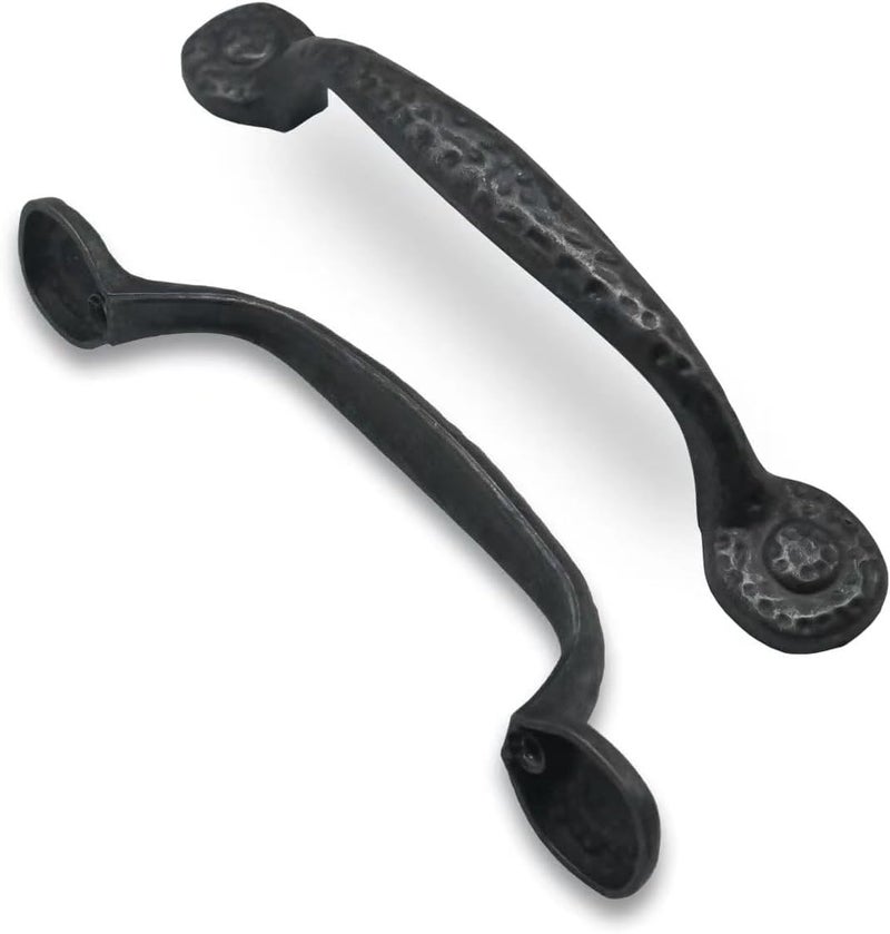 ZAUYX 10 Pack 334 Inch 96mm Hole Center Black Iron Cabinet PullsAntique Black Rustic Drawer Pulls Hammered Cabinet Handles Kitchen Cabinet Hardware Vintage Pulls for Drawers - Image 2