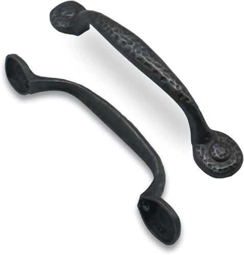 ZAUYX 10 Pack 334 Inch 96mm Hole Center Black Iron Cabinet PullsAntique Black Rustic Drawer Pulls Hammered Cabinet Handles Kitchen Cabinet Hardware Vintage Pulls for Drawers - Image 1