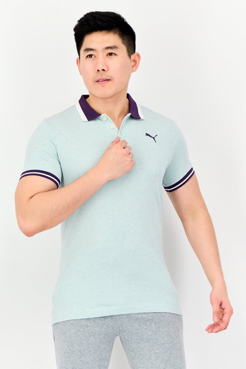 PUMA Men Sportswear Fit Brand Logo Short Sleeves Outdoor Polo Shirt, Turquoise - Image 1