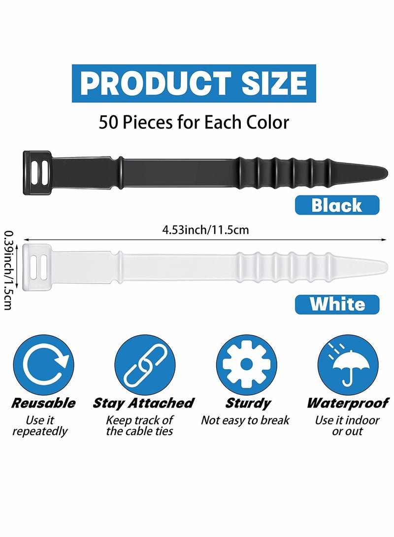 Silicone Cable Ties Reusable 4.5 Inch zip ties Cord Organizer Zip Ties Cable Management Rubber Cable Organizer Tie for Wire, Food Bags, Headphone, Home Office Supplies (100 Pcs) - Image 2