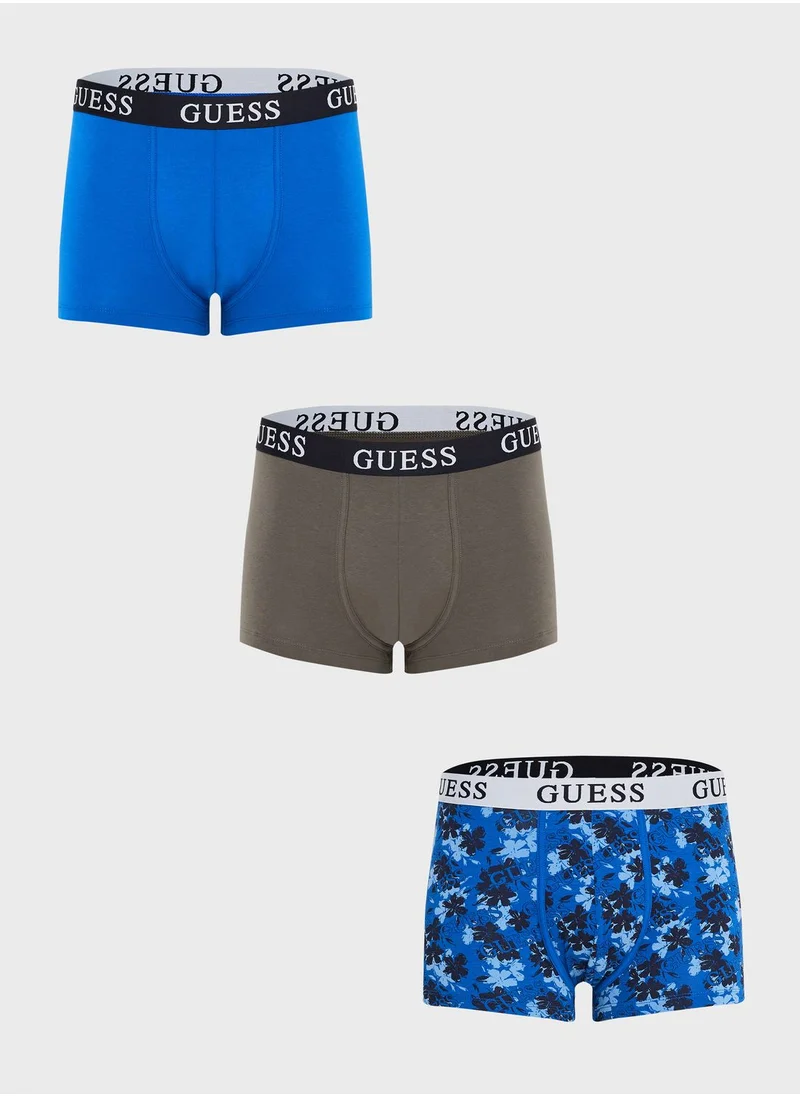 GUESS 3 Pack Logo Band Trunks